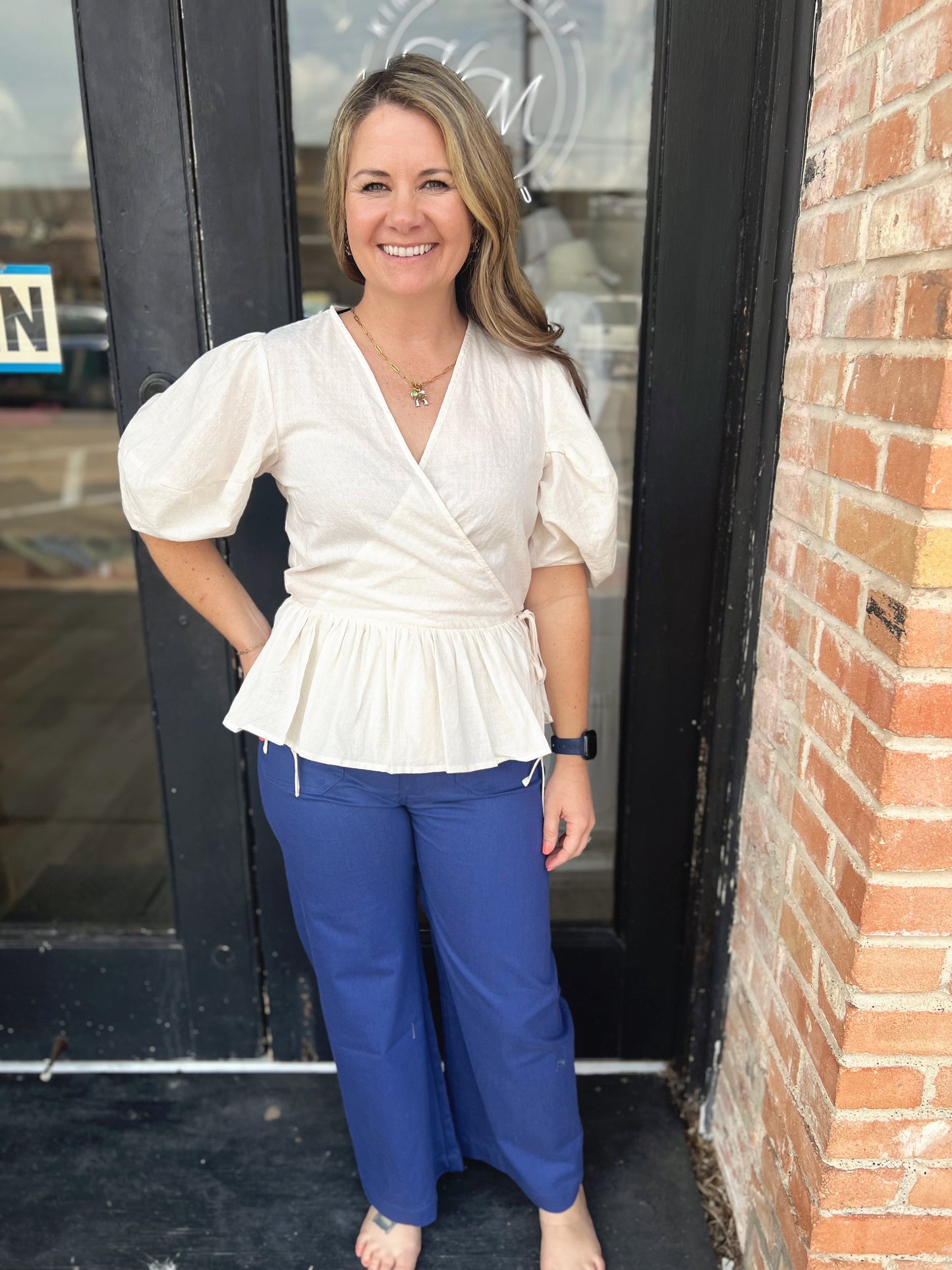 Carolina Cotton Wrap Blouse