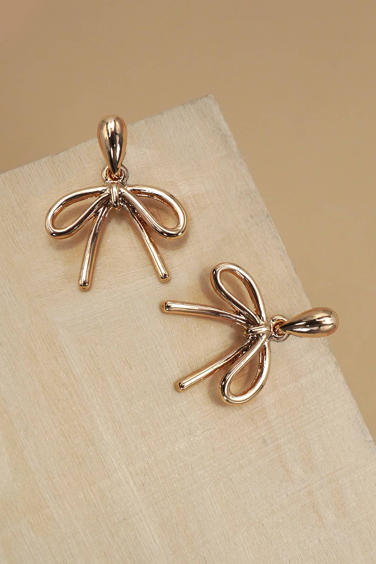 TEARDROP STUD BOW CHARM DROP EARRINGS