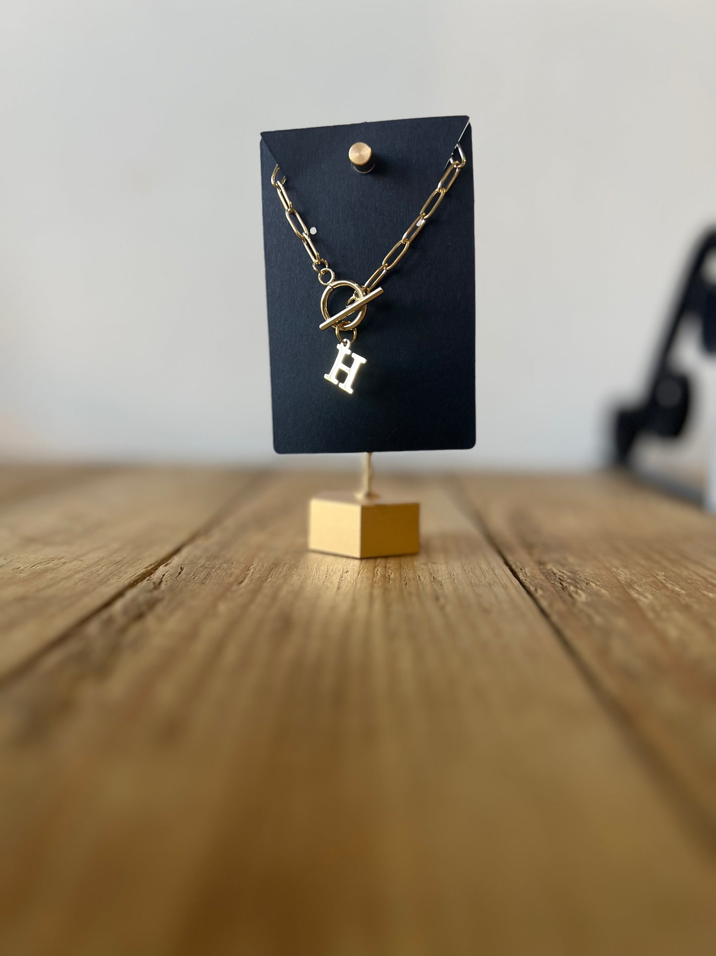 Gold Lock Initial Necklace
