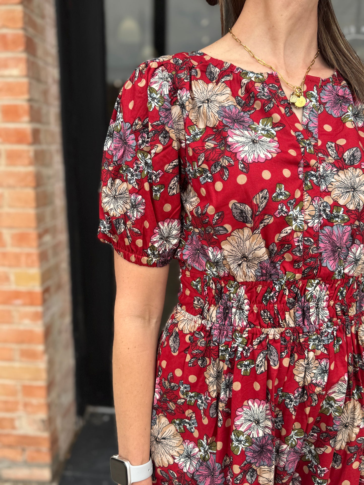 Ava Red Floral Maxi Dress