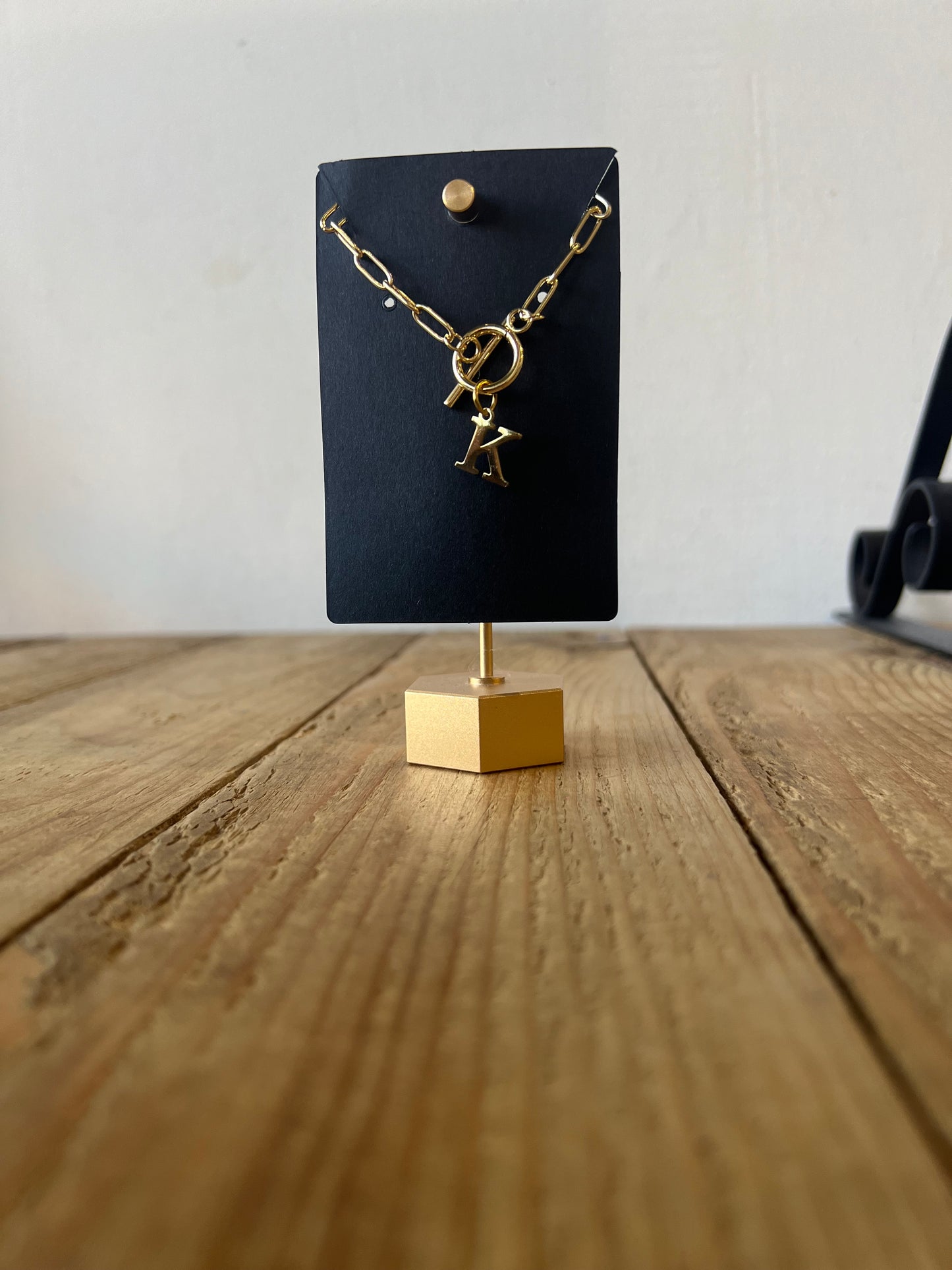 Gold Lock Initial Necklace