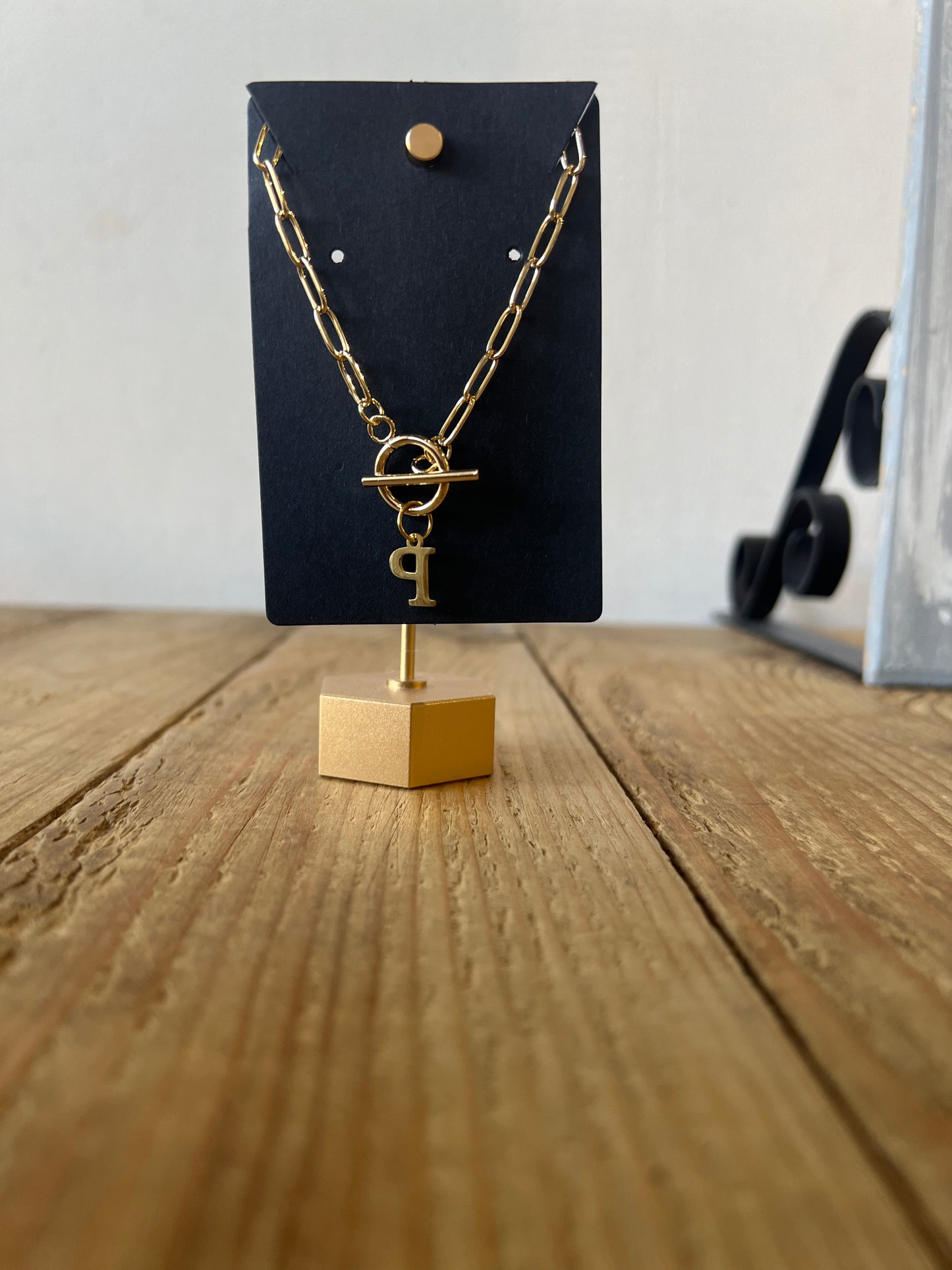 Gold Lock Initial Necklace
