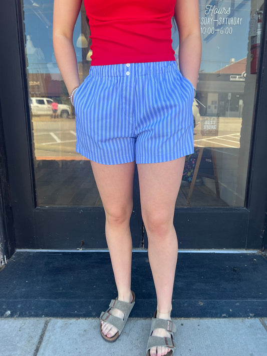 Bailey Light Blue Stripe Shorts