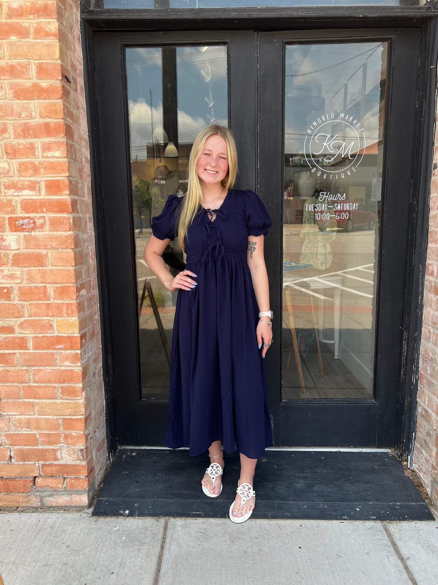 Carla Navy Midi Dress