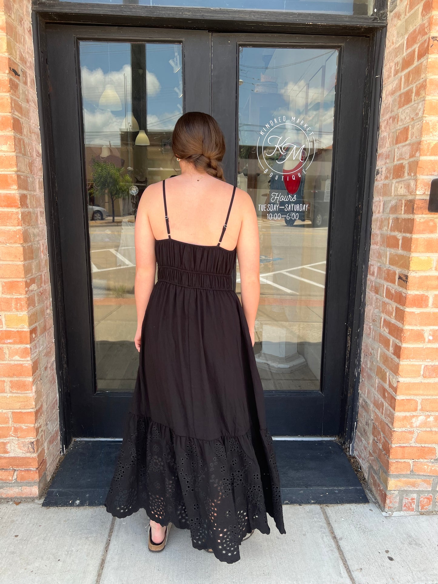 Diana Black Eyelet Midi Dress