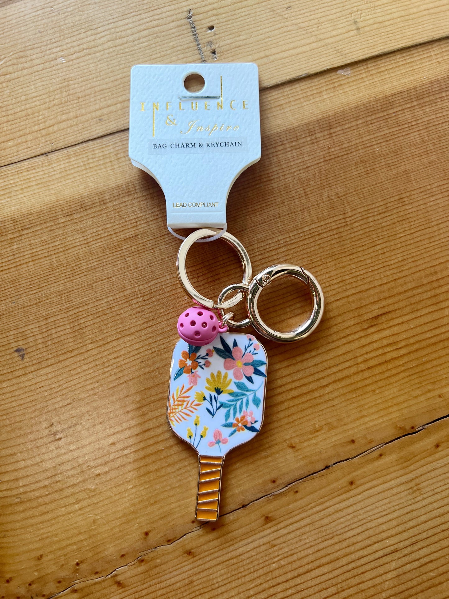 Gold Pickleball Paddle Key Chains