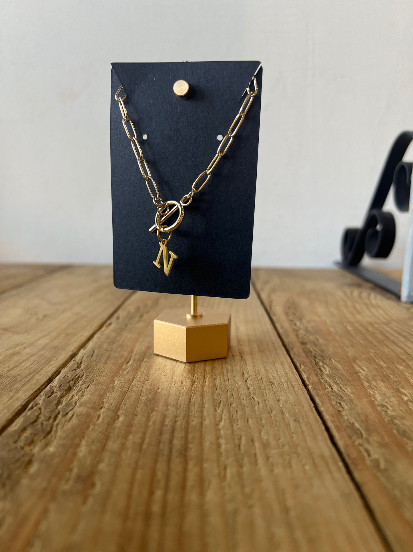 Gold Lock Initial Necklace