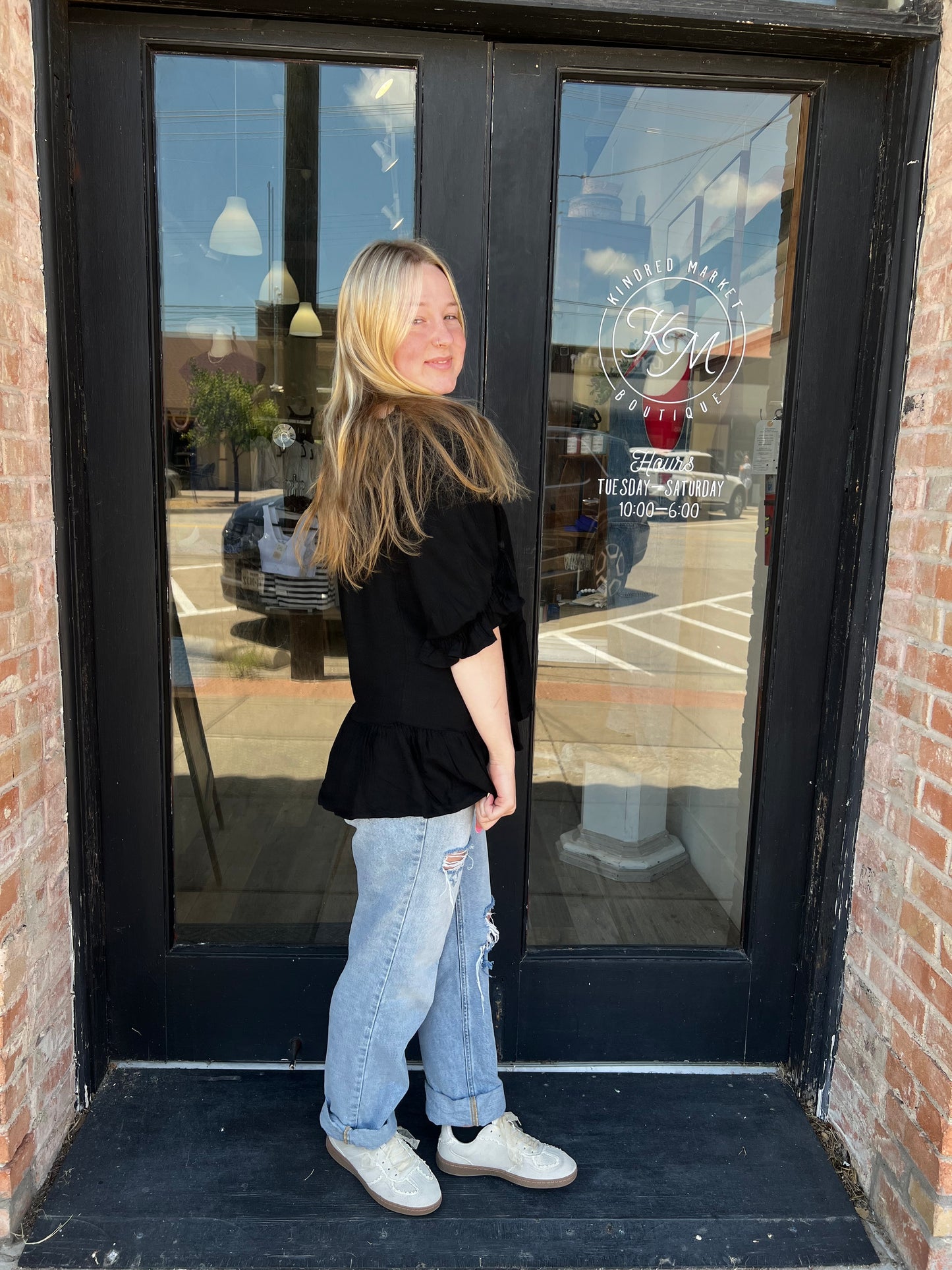 Ashleigh Black Linen Blouse