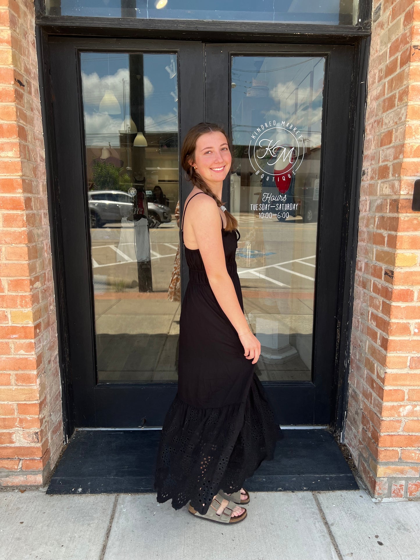 Diana Black Eyelet Midi Dress