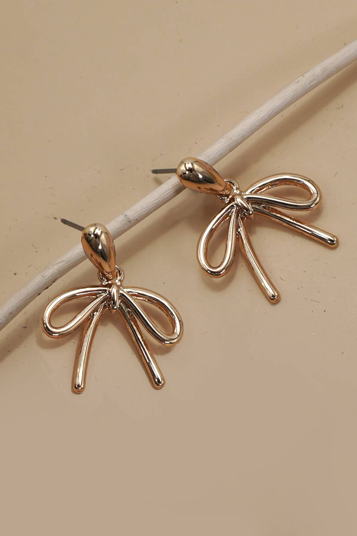 TEARDROP STUD BOW CHARM DROP EARRINGS