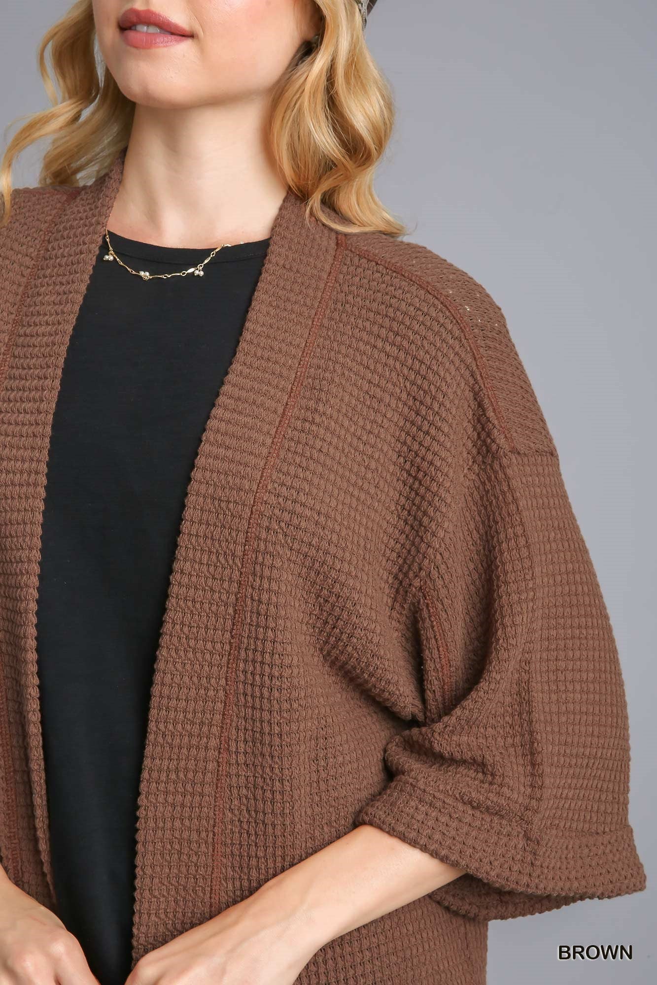Samantha Brown Waffle Knit Cardigan