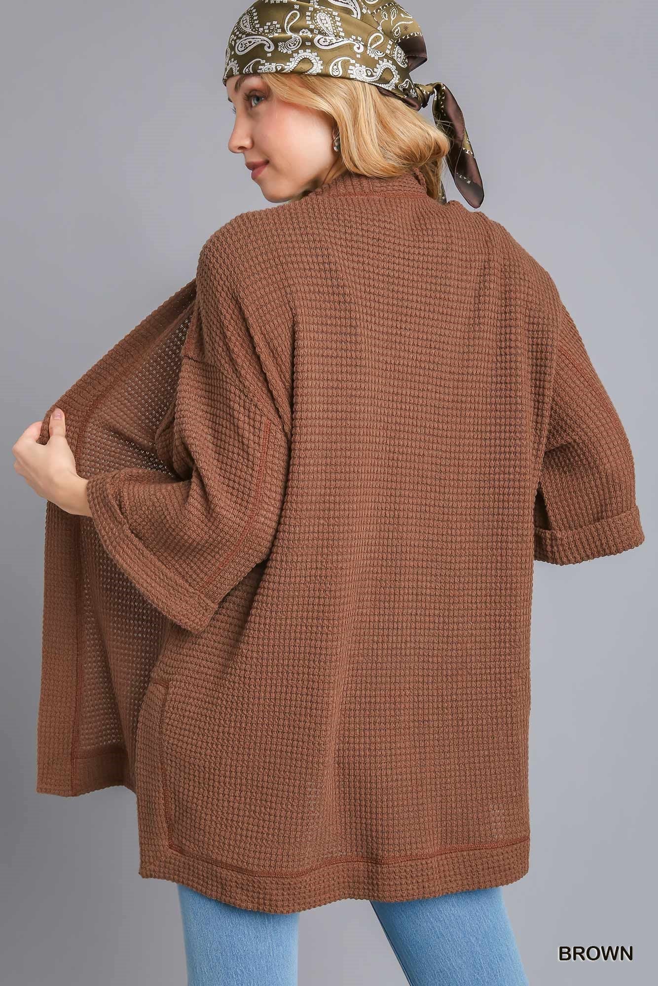 Samantha Brown Waffle Knit Cardigan