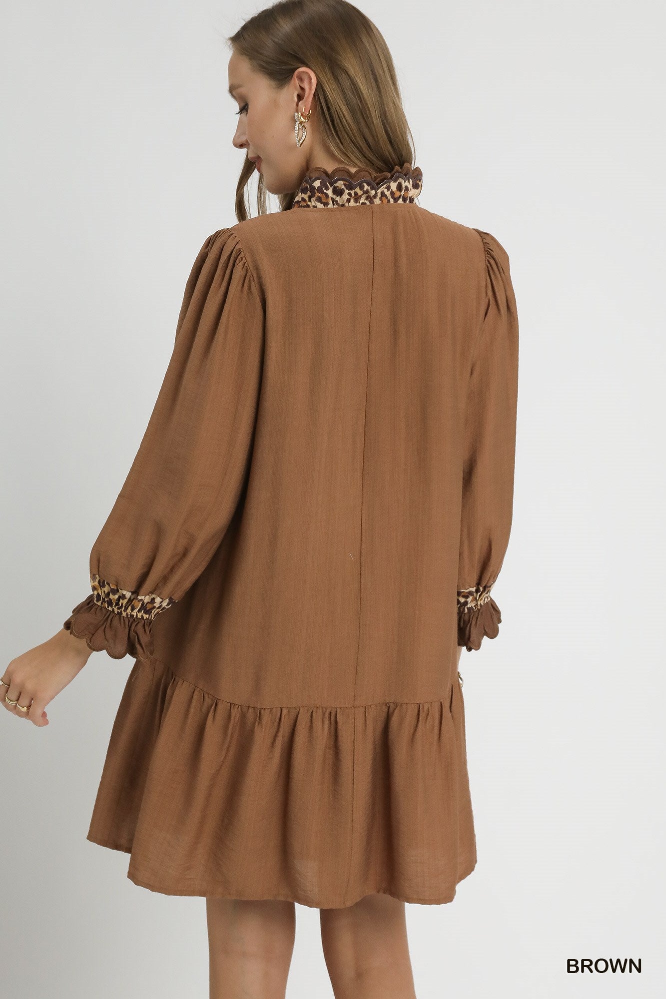 Lili Brown Ruffle Mini Dress