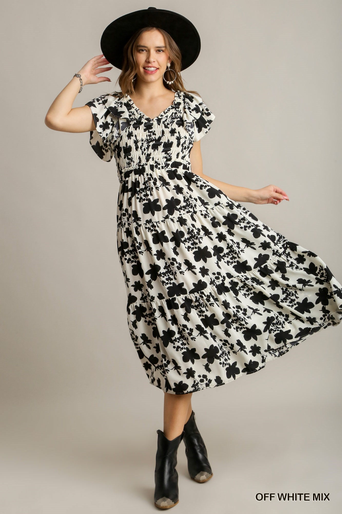 Annabeth Off White Floral Maxi Dress