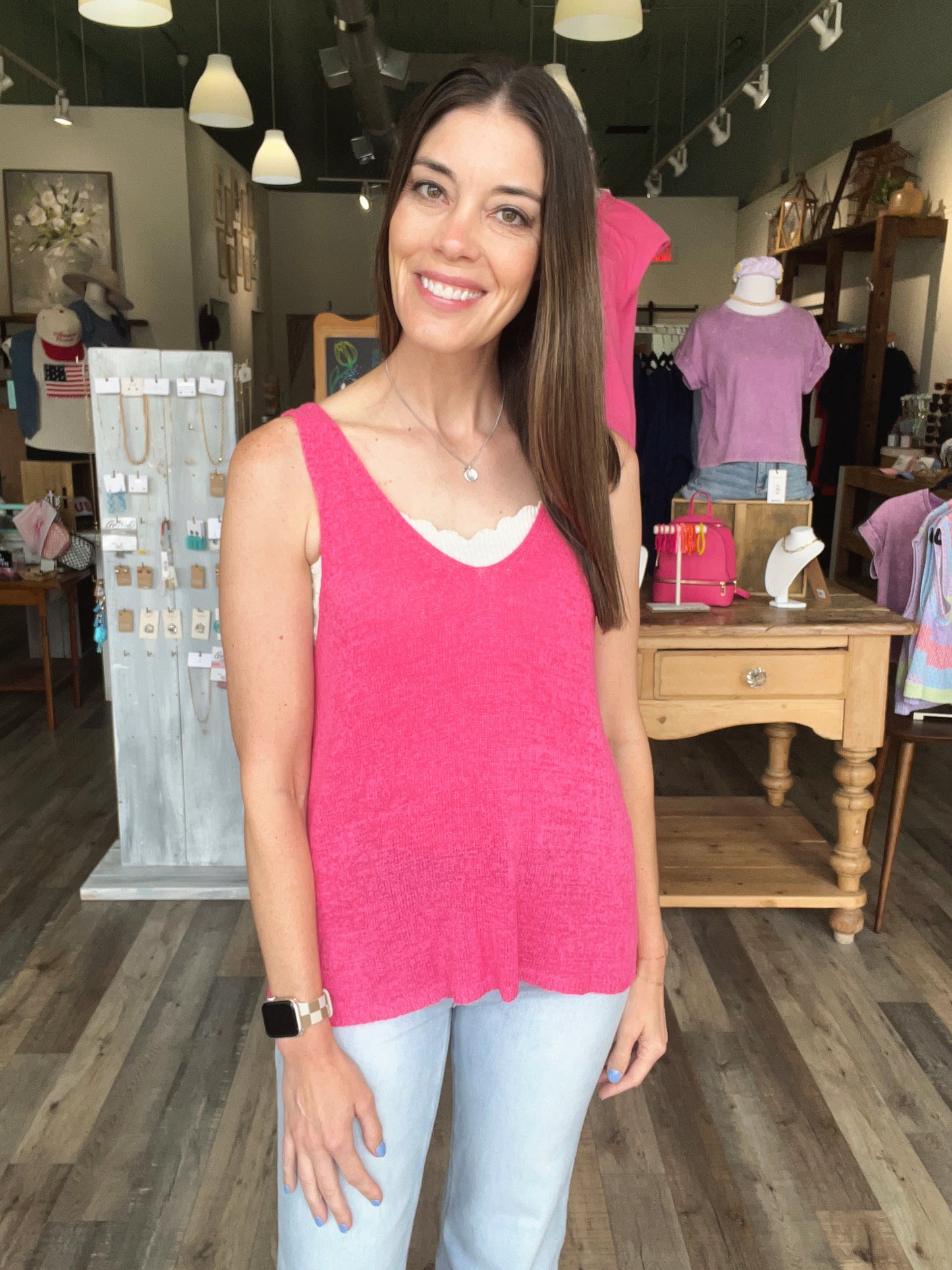 Alice Fuchsia Knit Tank Top