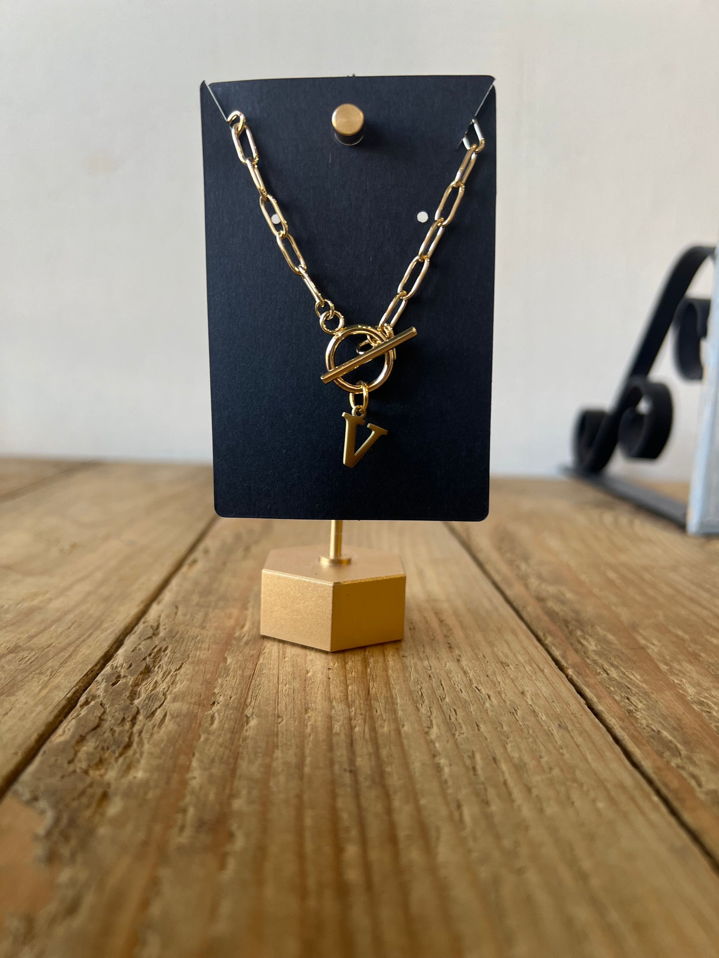 Gold Lock Initial Necklace