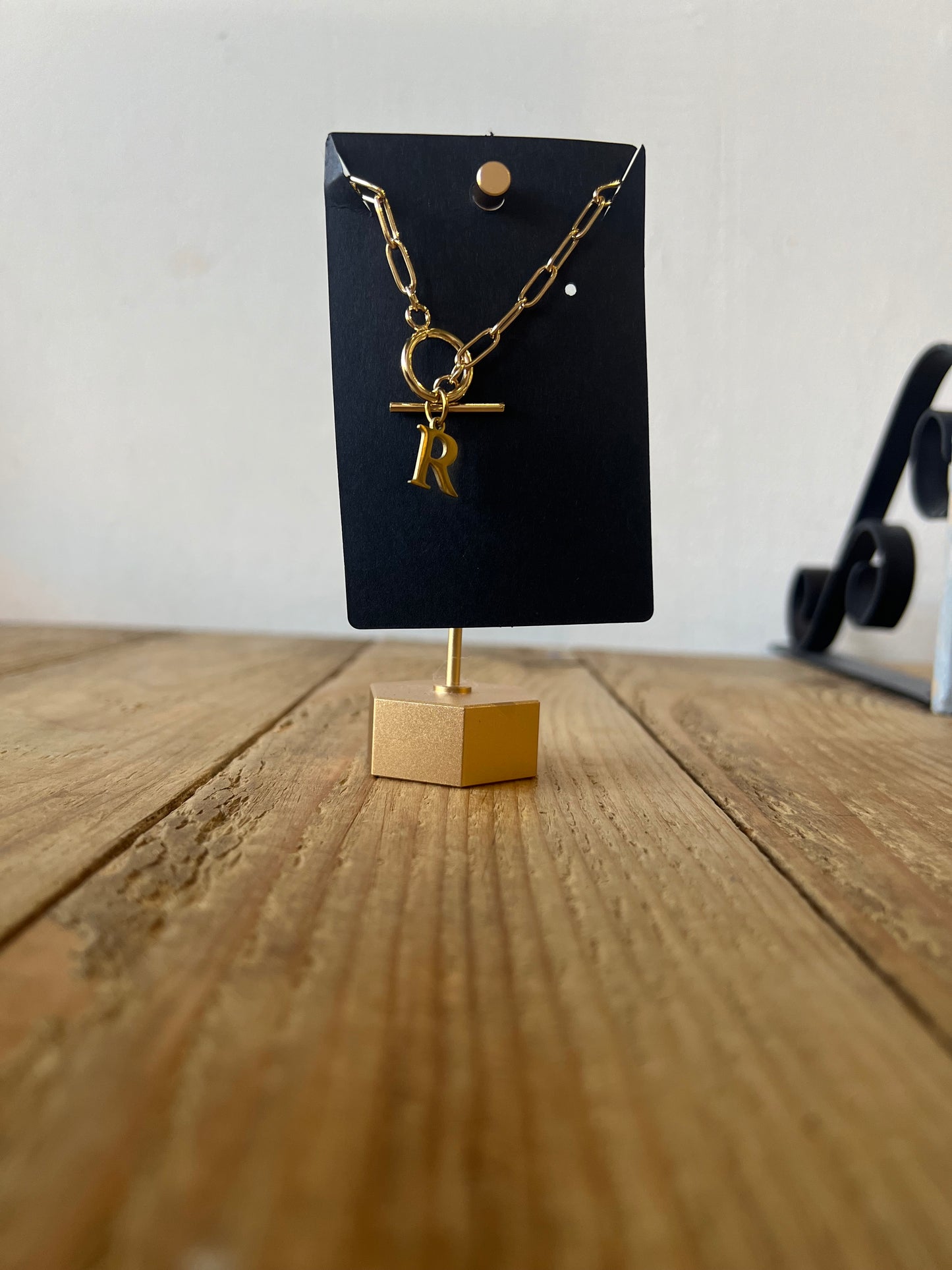 Gold Lock Initial Necklace