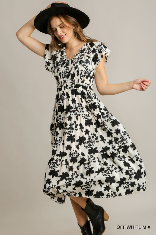 Annabeth Off White Floral Maxi Dress