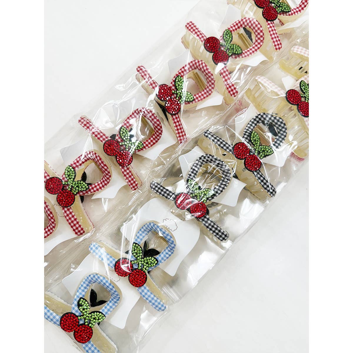 Cherry Patch on Gingham Fabric Hair Claw