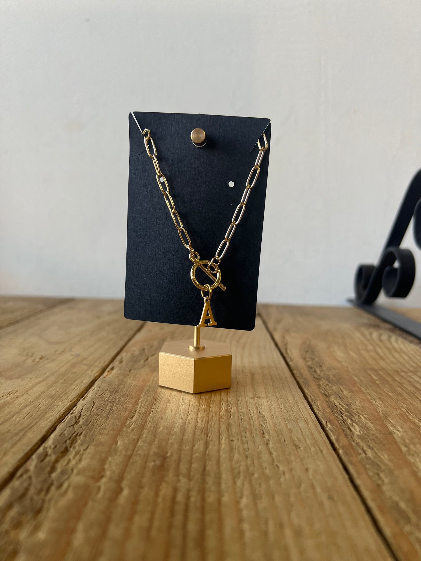 Gold Lock Initial Necklace