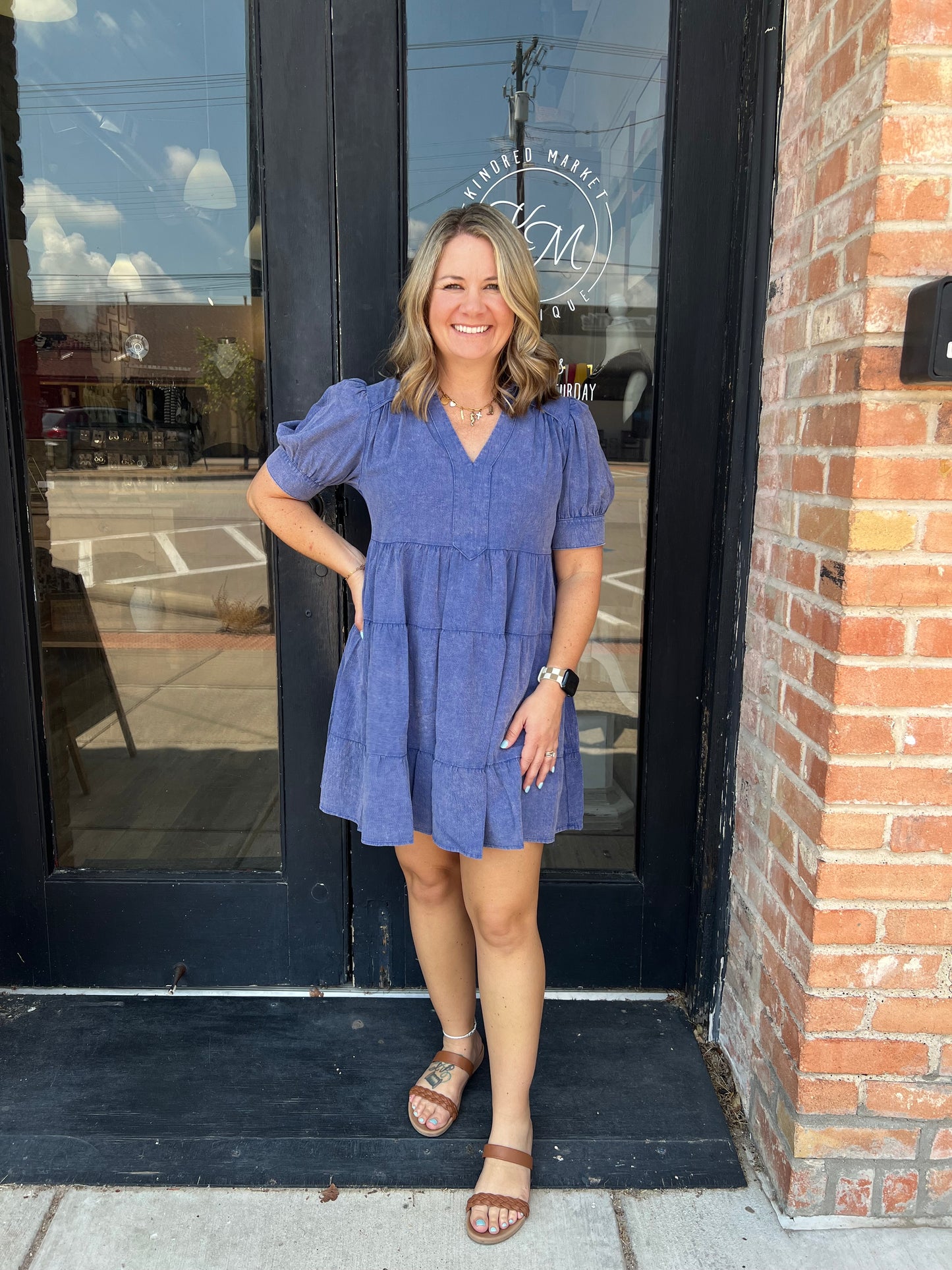 Rachel Denim Tiered Mini Dress