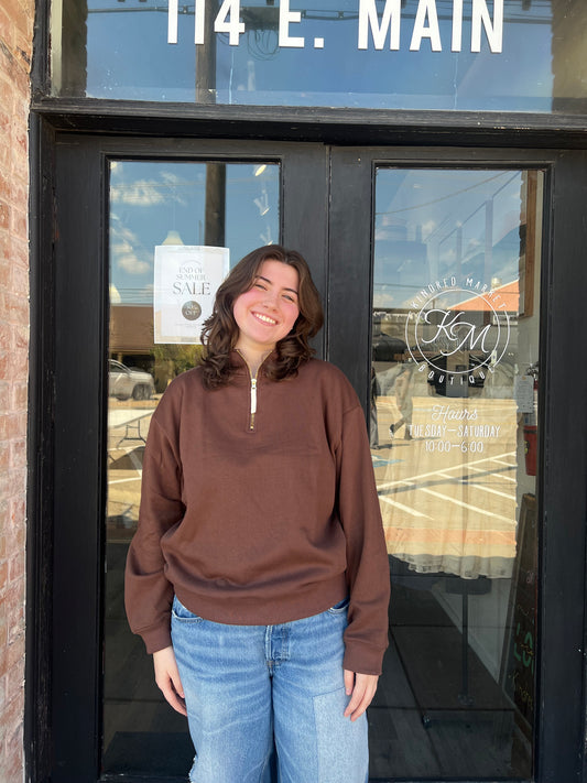 Sofia Plus Brown Quarter Zip Jacket