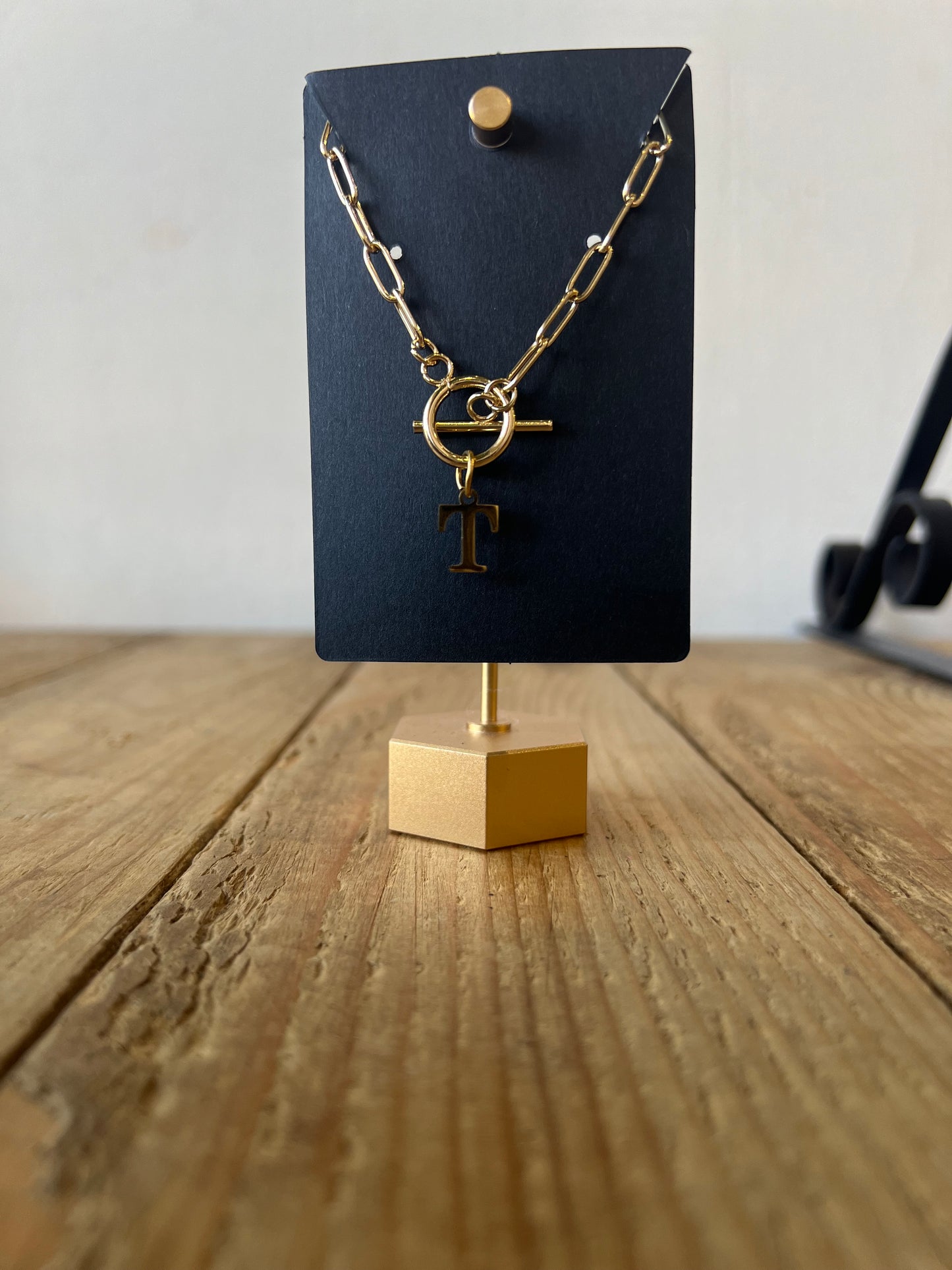 Gold Lock Initial Necklace