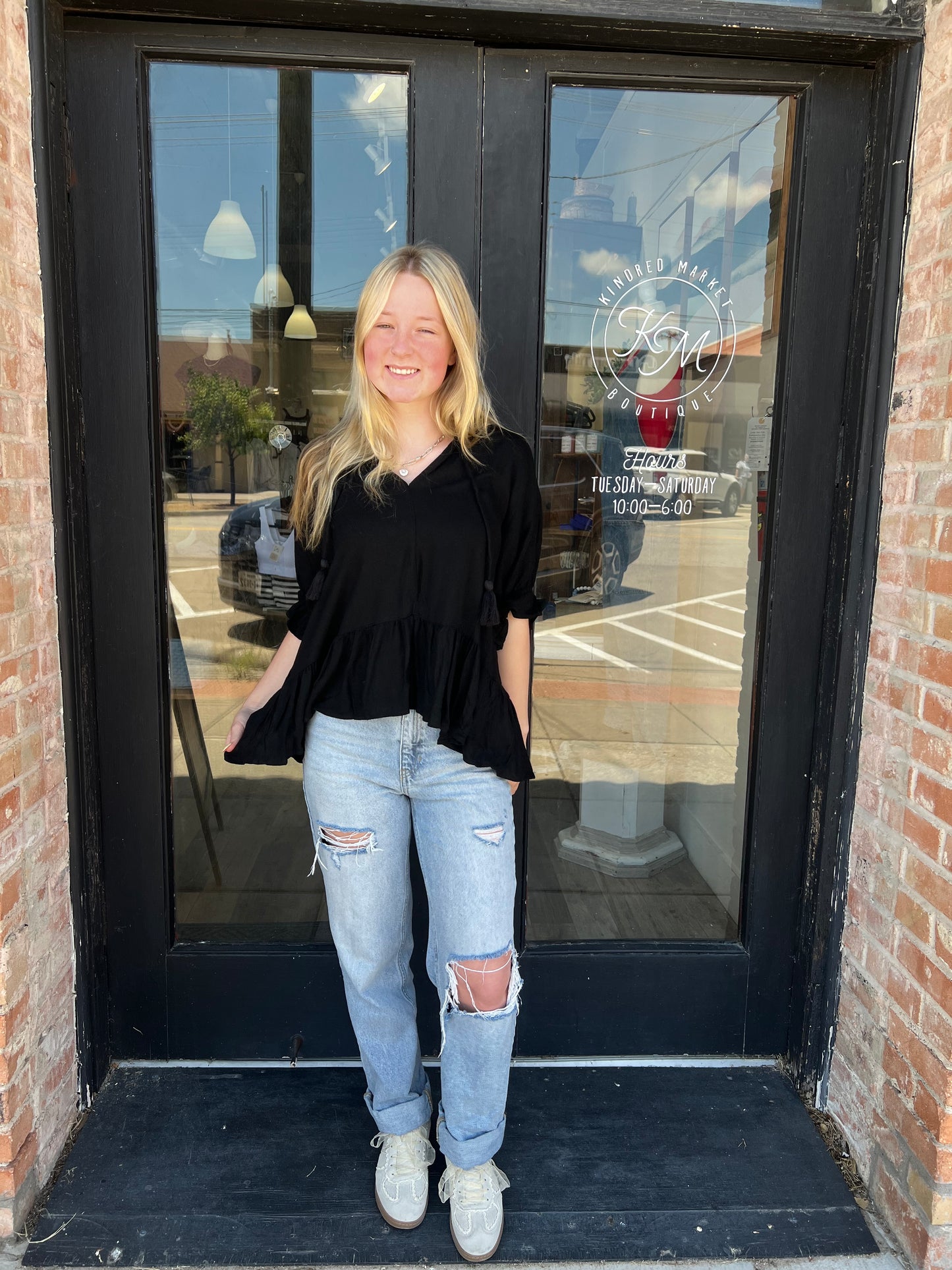 Ashleigh Black Linen Blouse