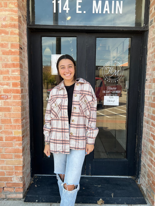 Shayla Beige Flannel Shacket
