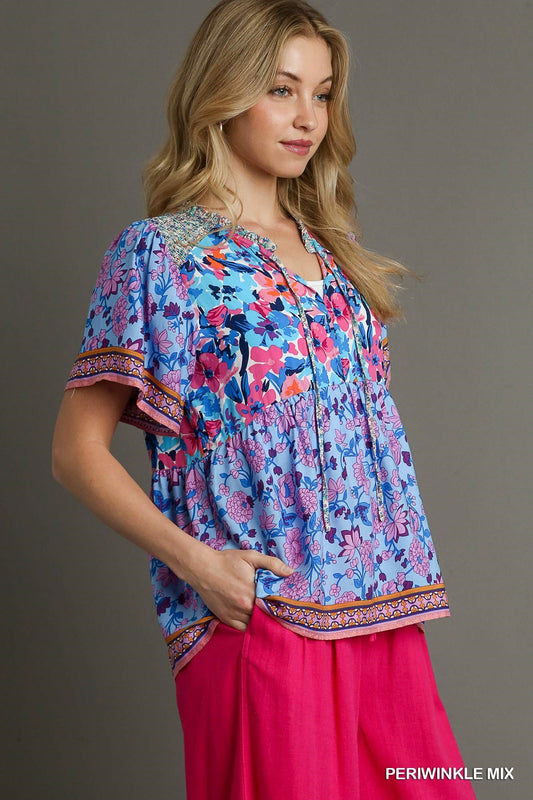 Josie Mixed Periwinkle Floral Top
