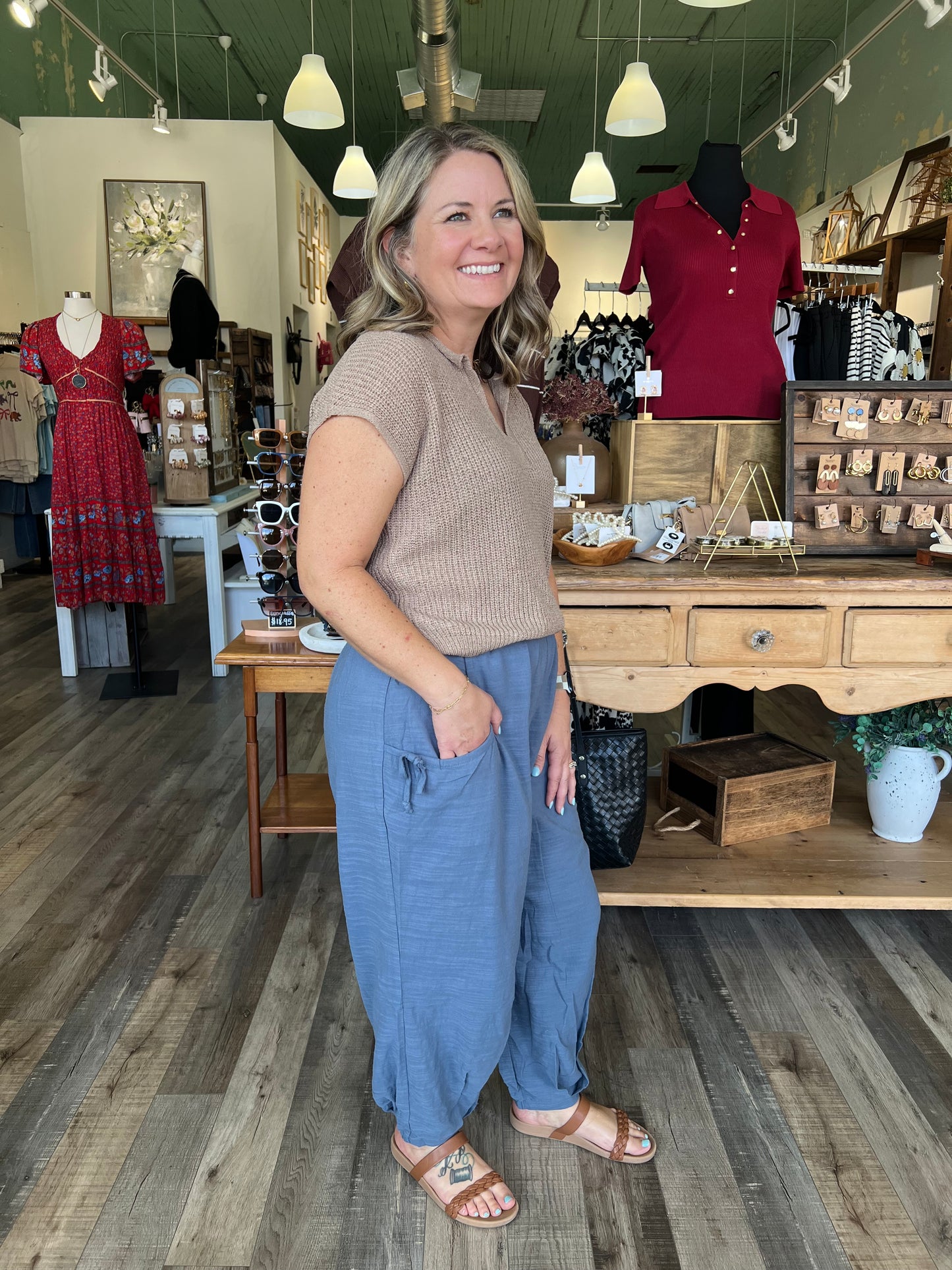 Danya Slate Blue Relaxed Fit Pants