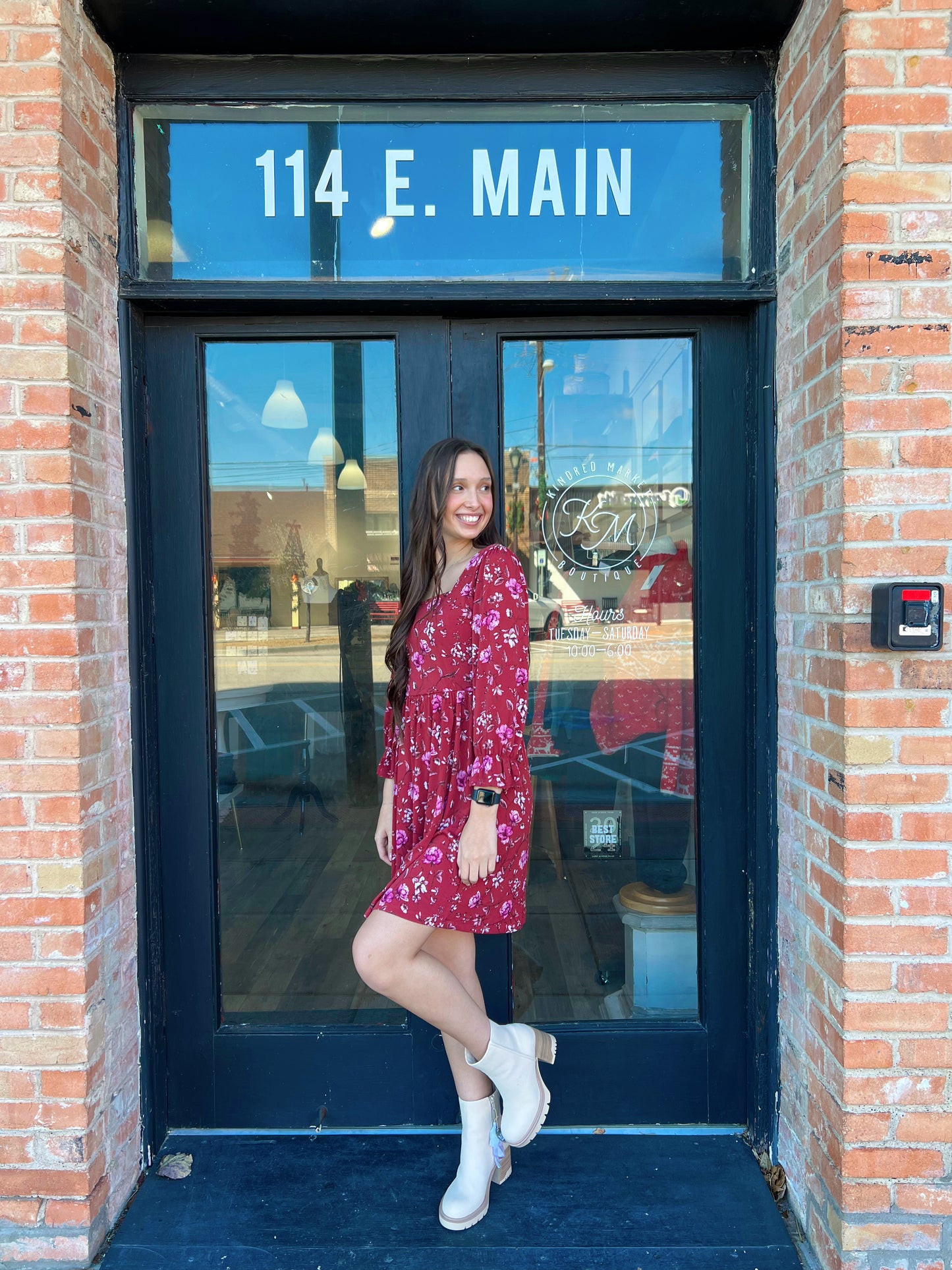 Jenna Burgundy Floral Square Neck Midi Dress