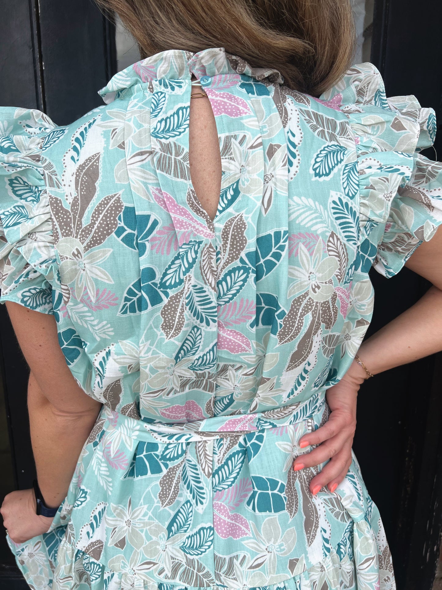 Glinda Teal Pleated Mini Dress