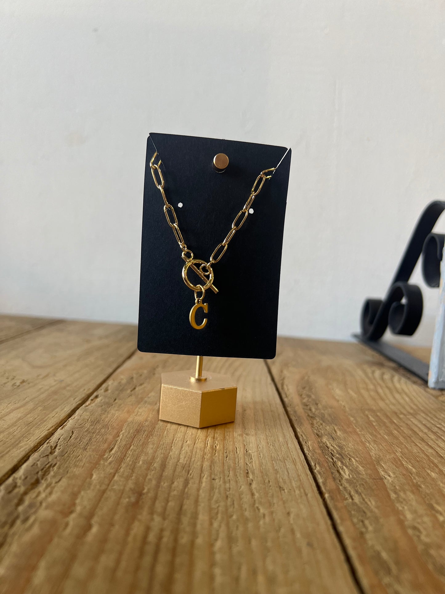 Gold Lock Initial Necklace