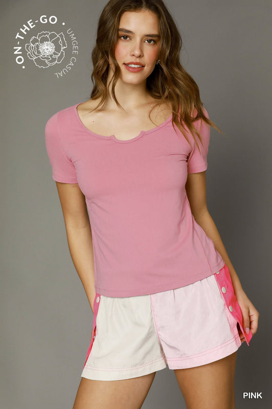 Juno Light Pink Fitted Tee