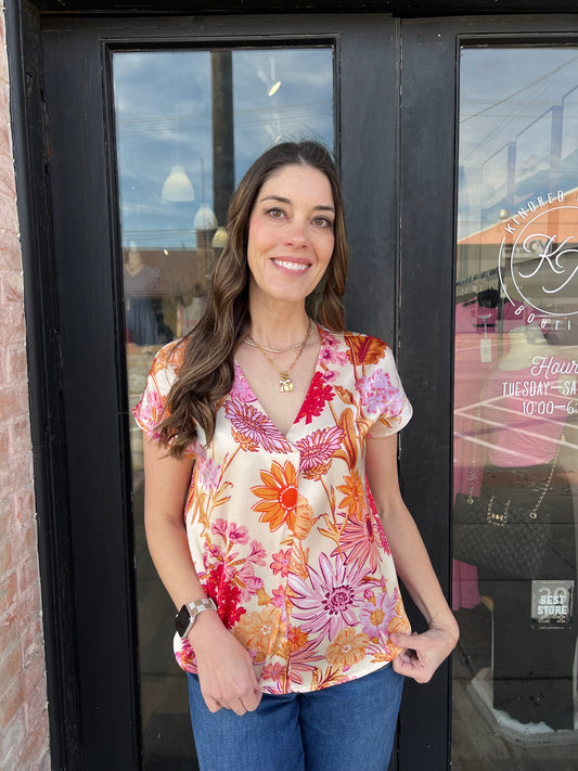 Anika Satin Floral Top
