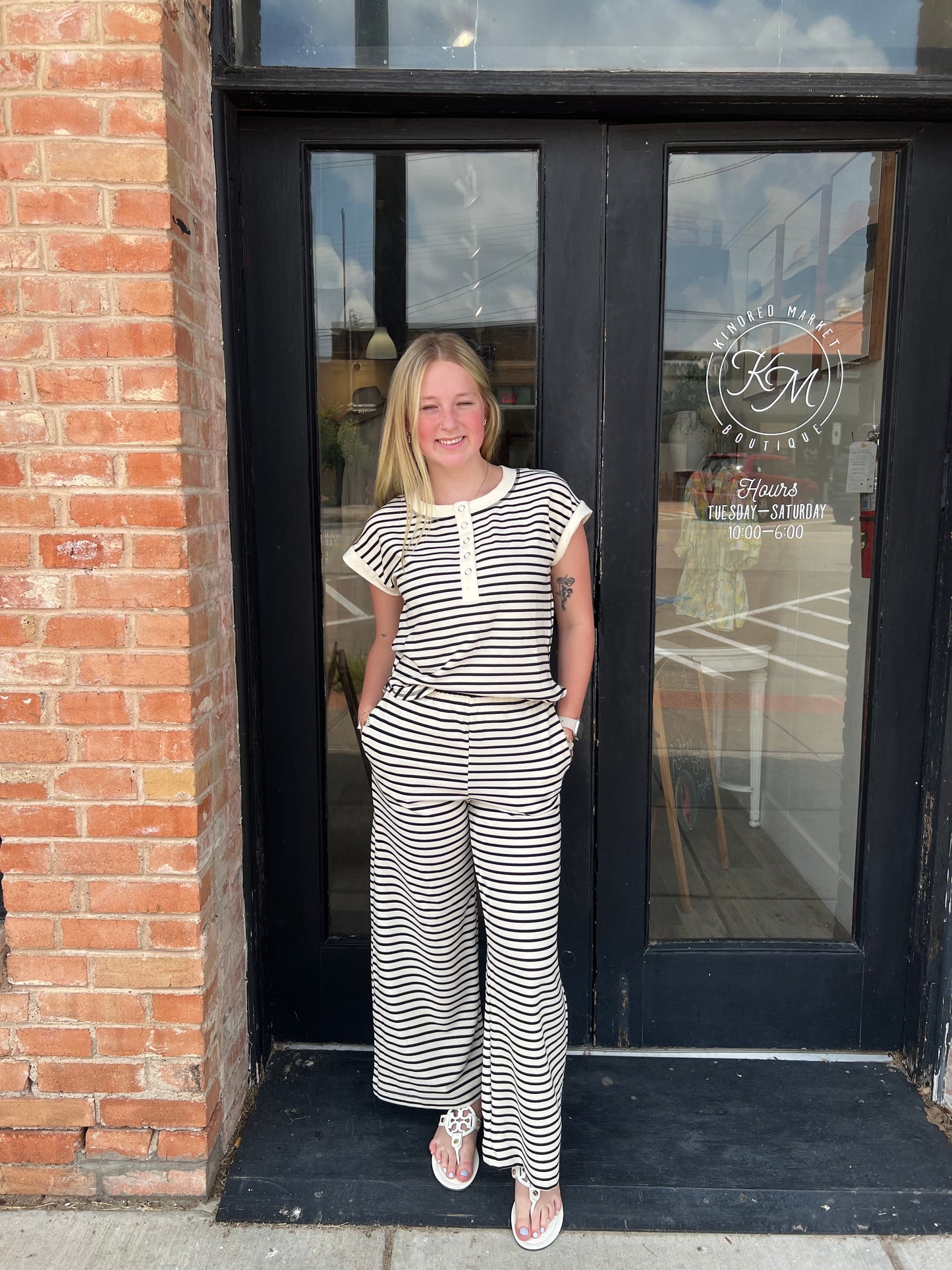 Haley Stripe Henley Top