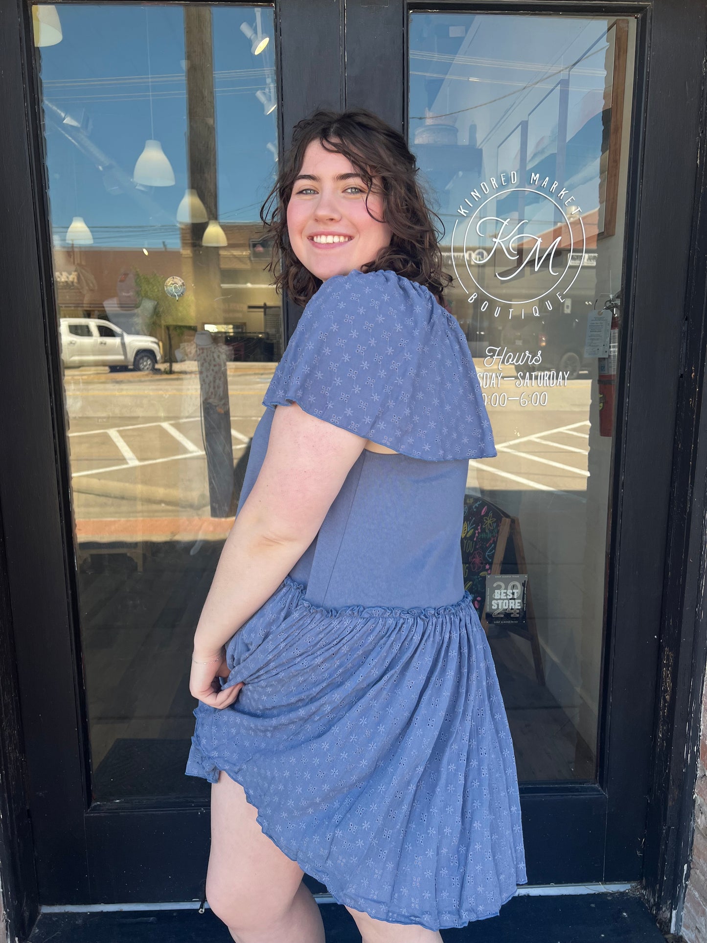 Danielle Dusty Blue Mini Dress