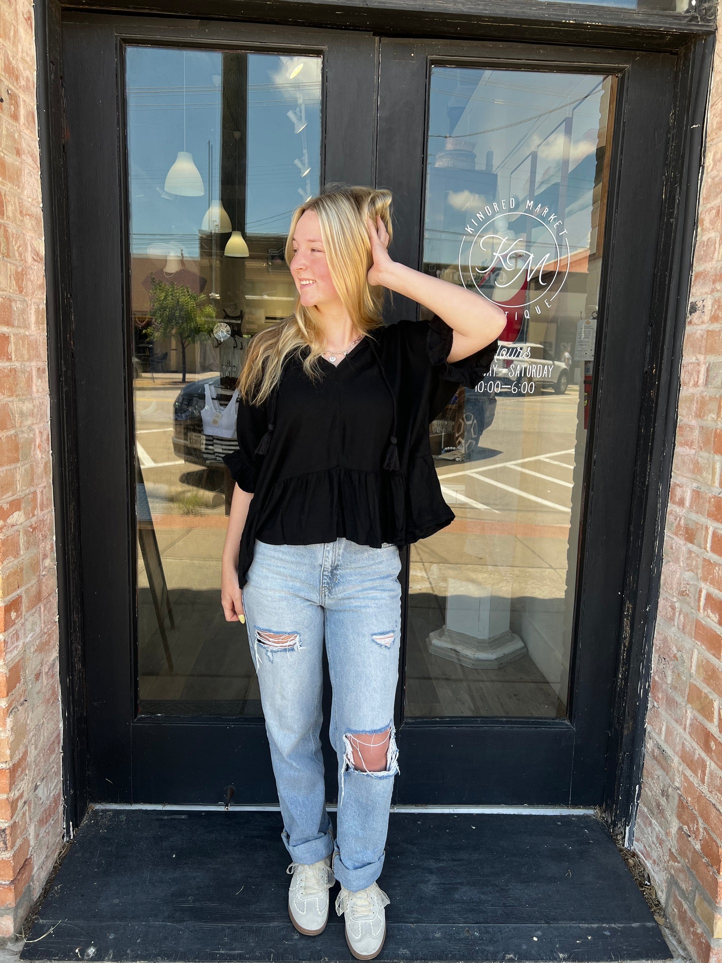 Ashleigh Black Linen Blouse