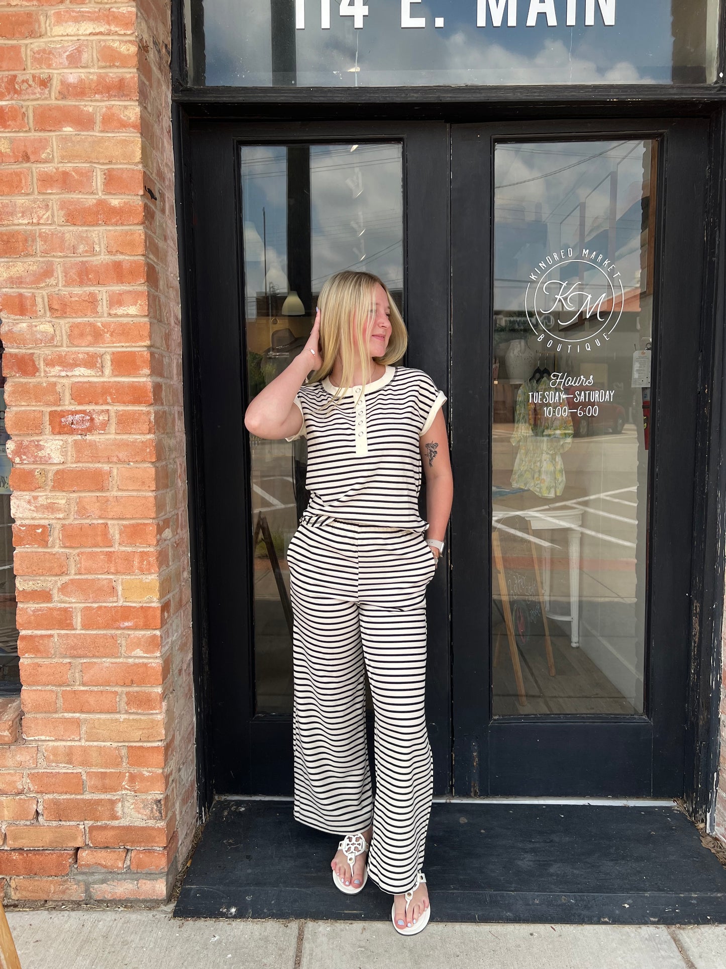 Haley Stripe Henley Top