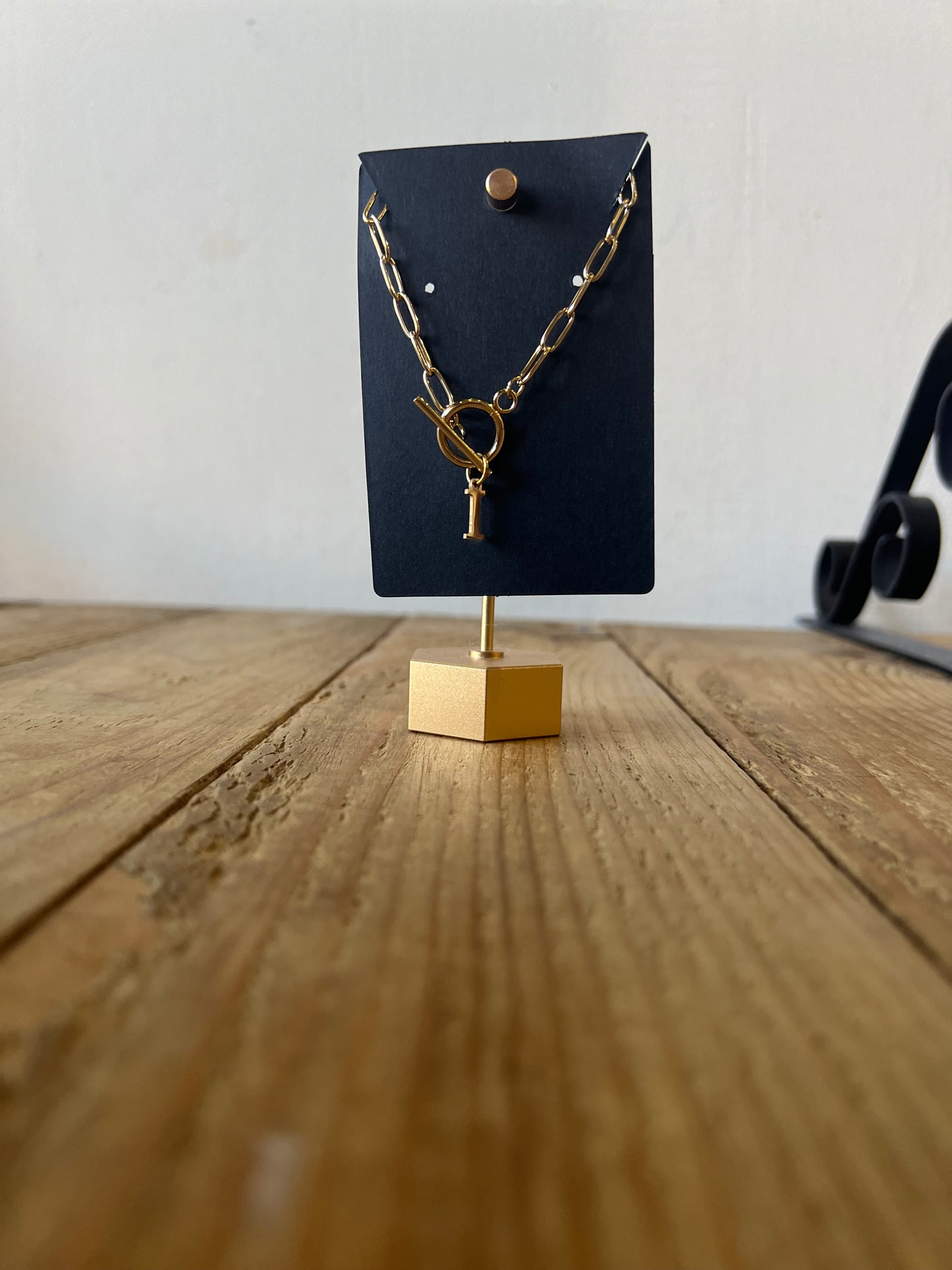 Gold Lock Initial Necklace
