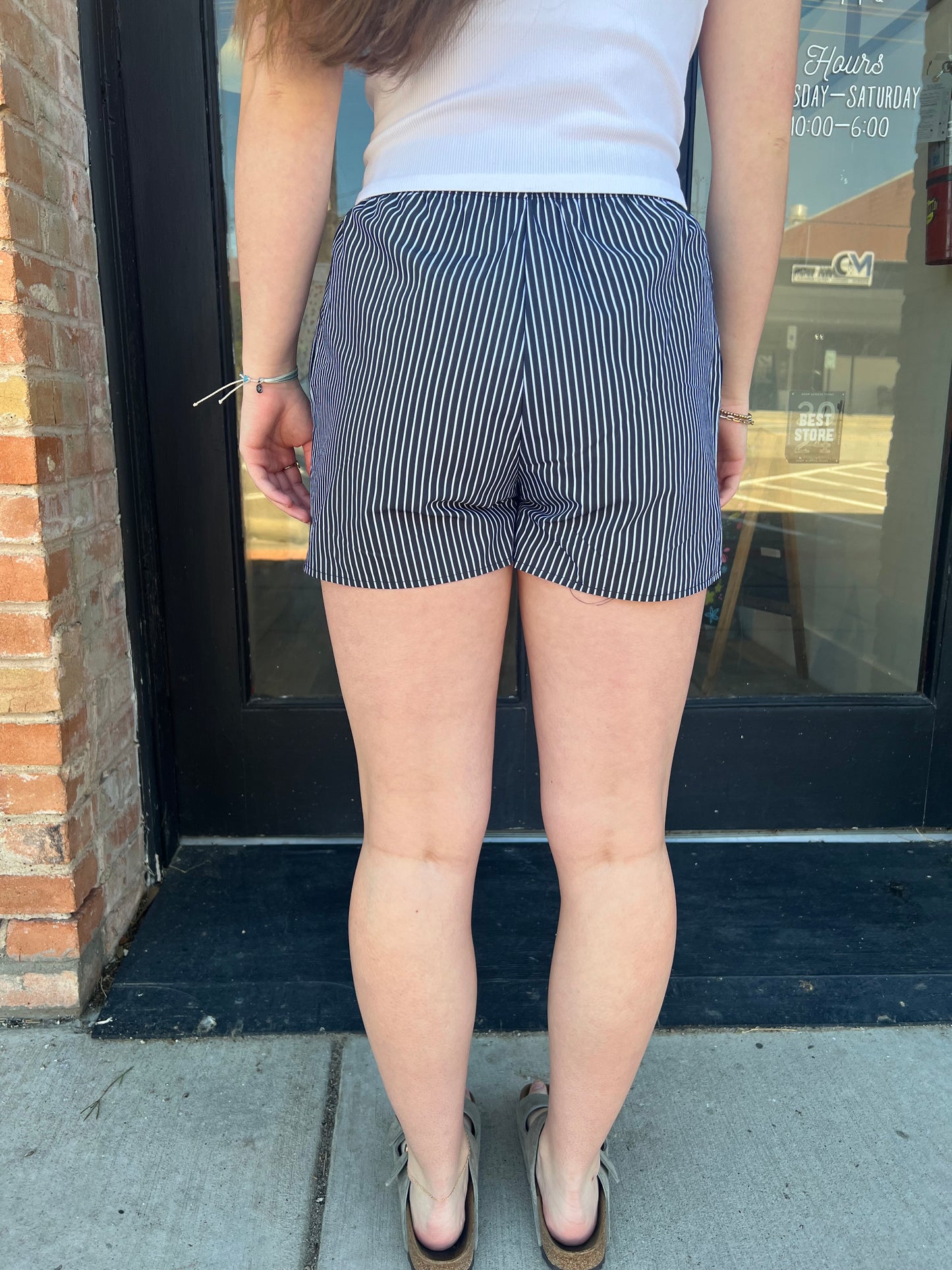 Meredith Black Stripe Poplin Shorts