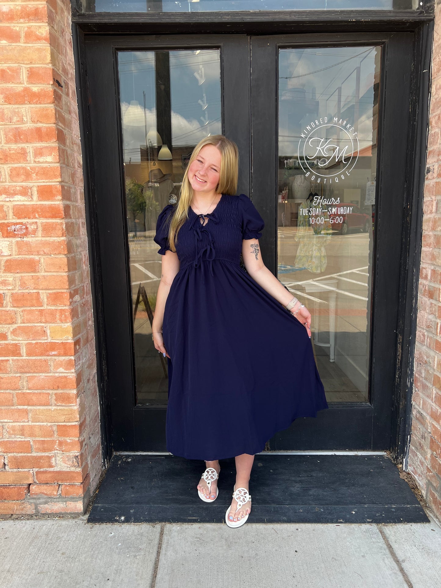 Carla Navy Midi Dress