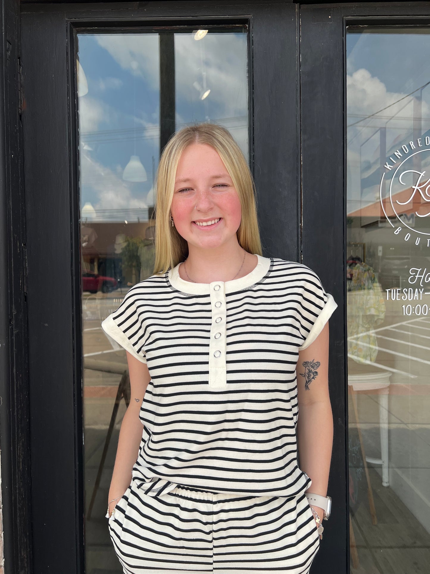 Haley Stripe Henley Top
