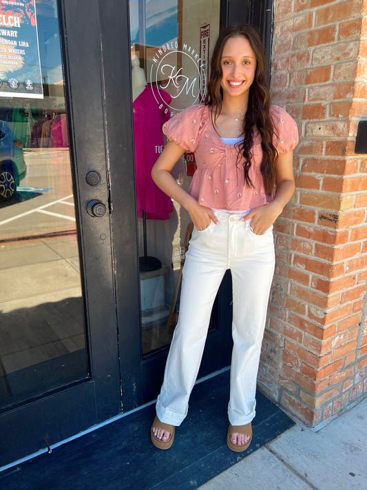 Clara Blush Floral Blouse