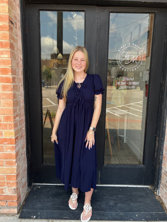 Carla Navy Midi Dress