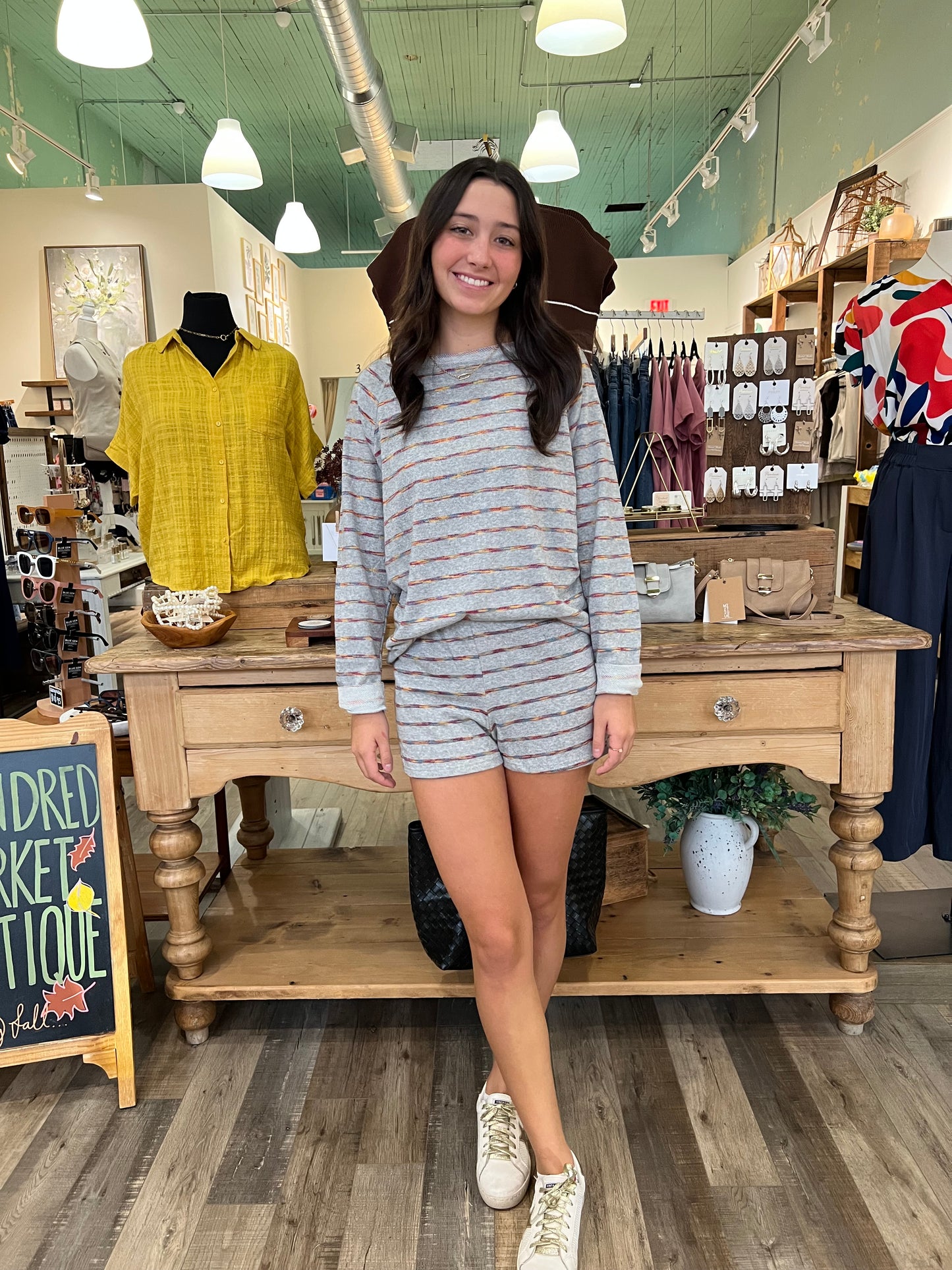 Vanessa Gray Stripe Sweater - Set
