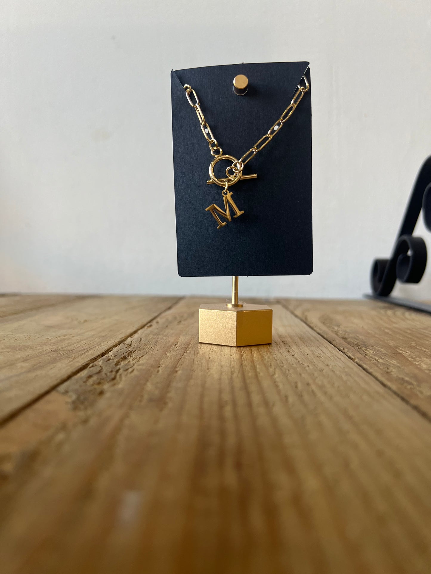 Gold Lock Initial Necklace