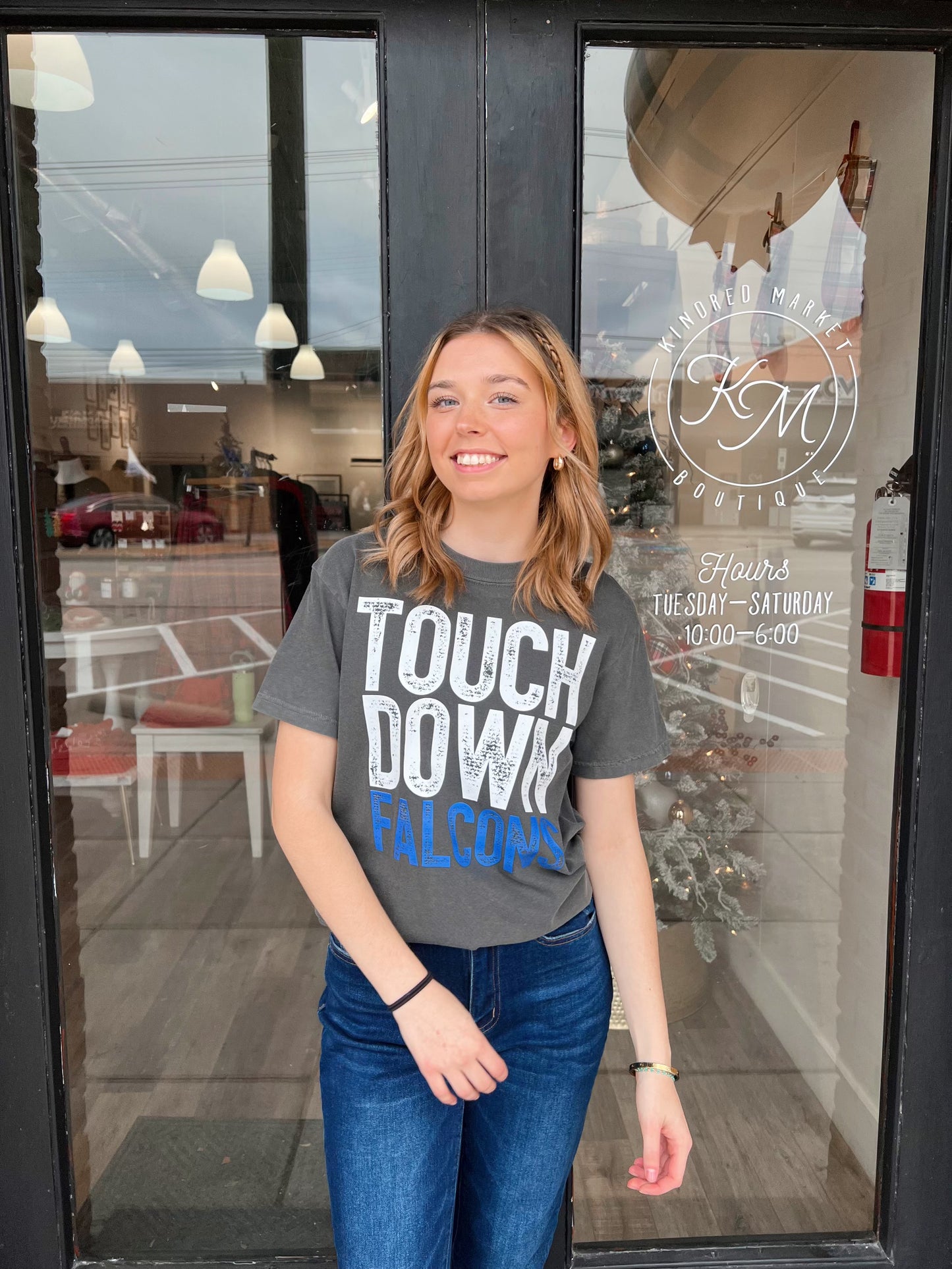Distressed Touchdown Football Tee Falcons