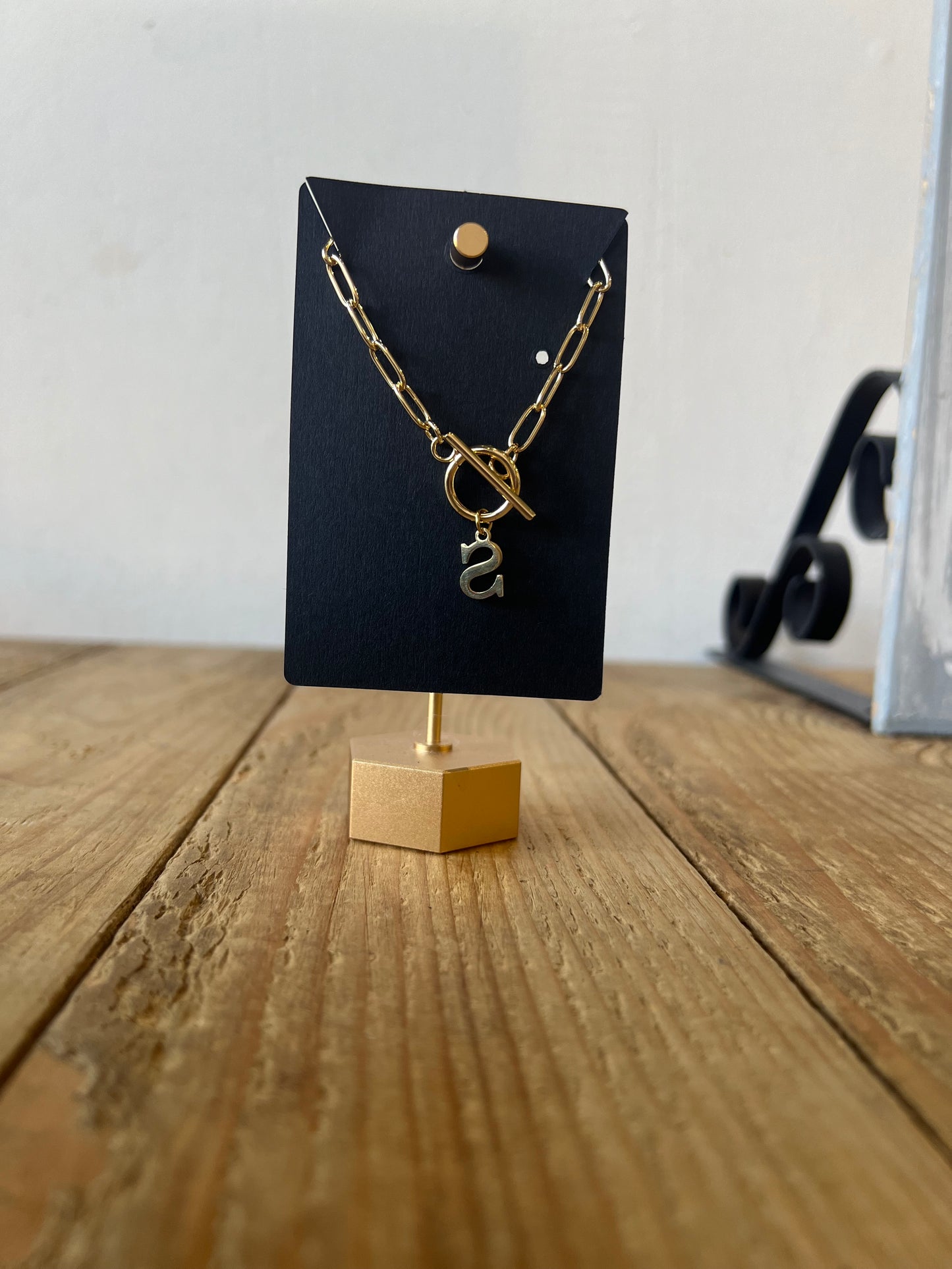 Gold Lock Initial Necklace